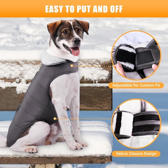 iBuddy Dog Winter Coats with Fleece Vest,Waterproof Warm Dog Snow Jacket - Picture 3 of 5